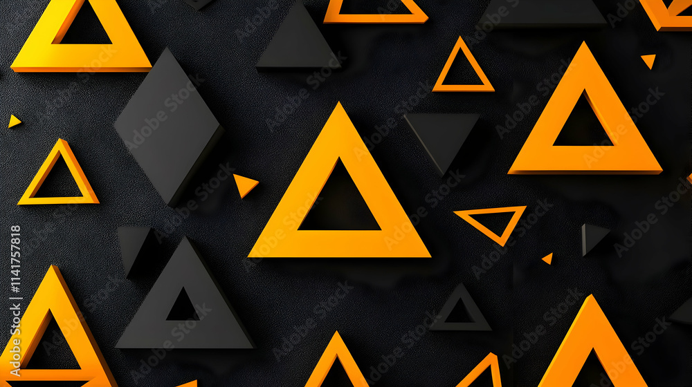 Abstract background with black and orange triangles and diamonds. Abstract background with black and orange triangles and diamonds.