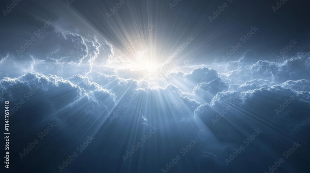 Heavenly Light Beams Through Clouds Above Heavenly Light Beams Through Clouds Above