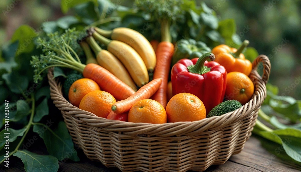 Kwanzaa Basket with Fresh Fruits and Vegetables Kwanzaa Basket with Fresh Fruits and Vegetables