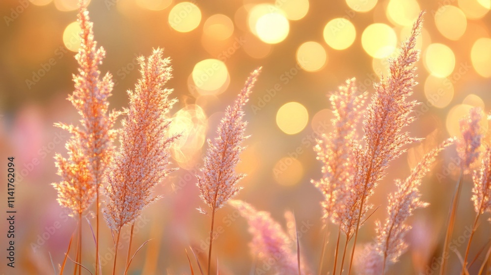 Golden Hour Pampas Grass Illuminated By Soft Sunlight Golden Hour Pampas Grass Illuminated By Soft Sunlight
