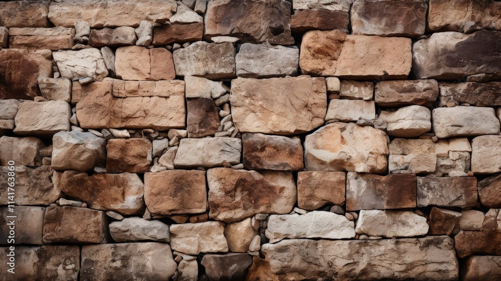 Detailed Natural Brown Stone Wall Texture with Rough and Aged Surface Detailed Natural Brown Stone Wall Texture with Rough and Aged Surface