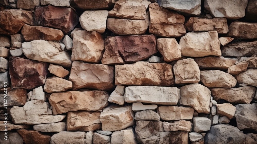 Detailed Natural Brown Stone Wall Texture with Rough and Aged Surface Detailed Natural Brown Stone Wall Texture with Rough and Aged Surface