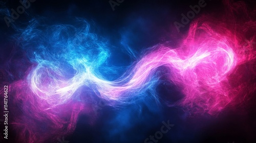 Blue and pink light abstract, swirls of vibrant colors, glowing light art