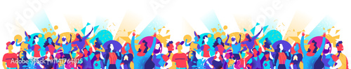 Colorful vector illustration of diverse people celebrating together