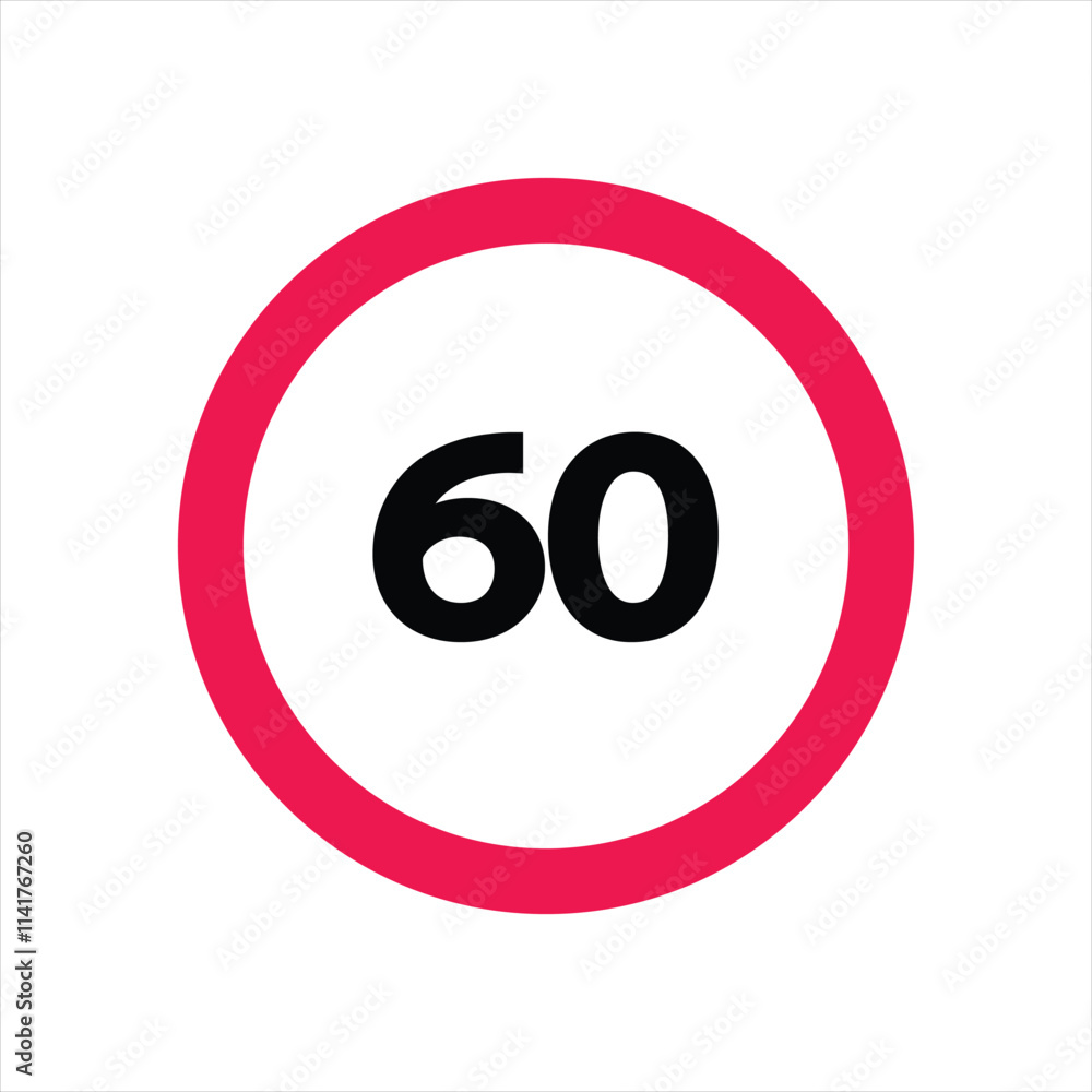Speed limit sign 60 icon vector illustration Speed limit sign 60 icon vector illustration