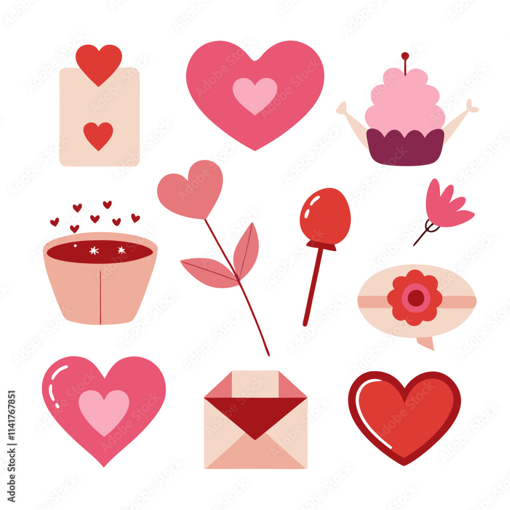 Valentines elements collections for business branding in white background Valentines elements collections for business branding in white background