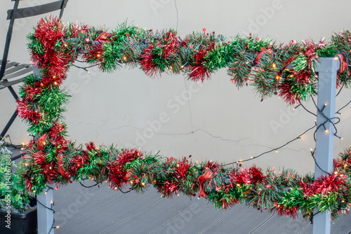 Beautiful Christmas wreaths adorned with festive decorations, adding a seasonal touch to the holiday spirit. photo