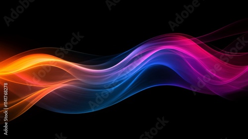 Abstract Colorful Waves Flowing Dynamically Across Dark Background