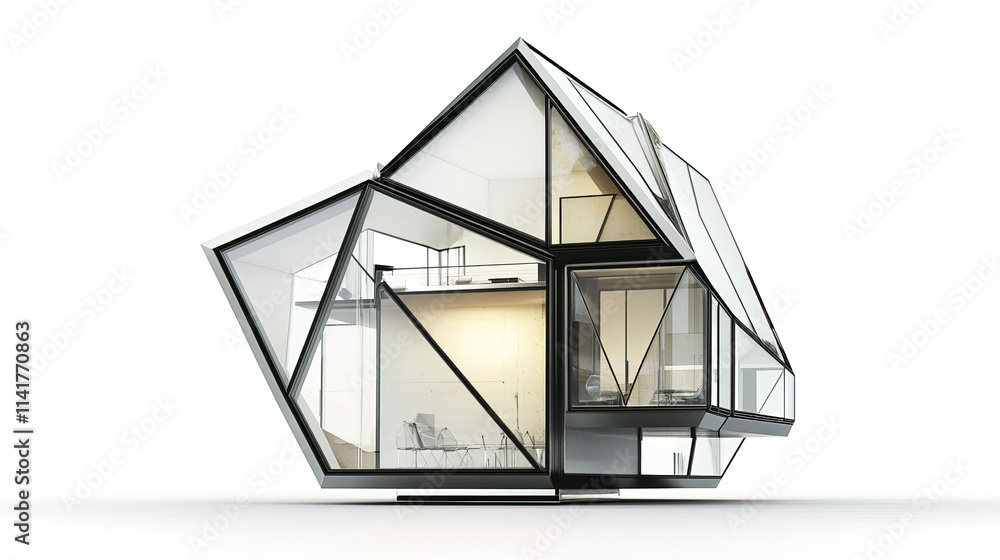 Futuristic minimalist house with bold geometric shapes and glass design Futuristic minimalist house with bold geometric shapes and glass design