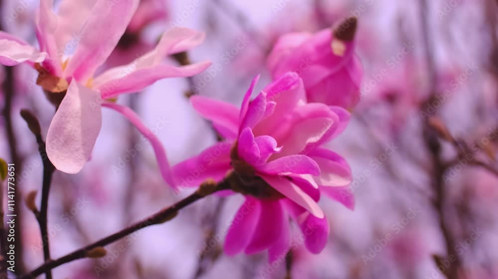 Blooming magnolia in spring. Beautiful buds of pink flowers close up. Blooming magnolia in spring. Beautiful buds of pink flowers close up.