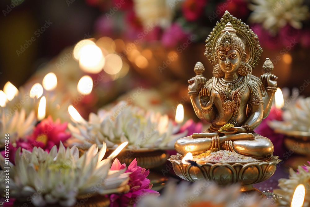 Fototapeta premium Beautiful greeting card with holiday composition for Akshaya Tritiya