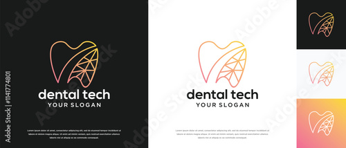 Dental technology logo design template. Dental digital technology logo design vector icon