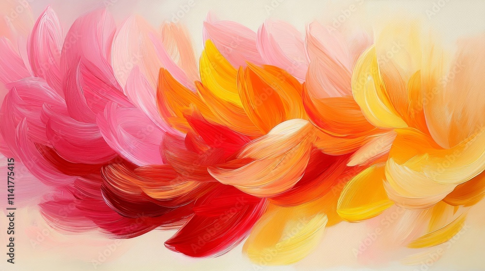 Abstract Warm Colored Flower Petals Painting