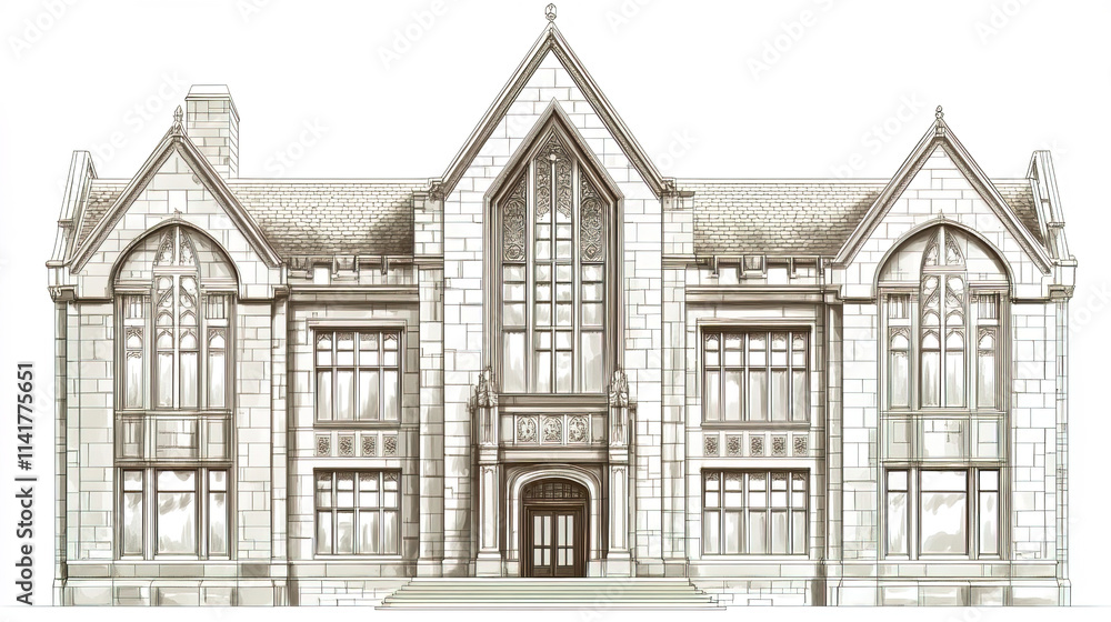 Fototapeta premium Grand university library building with iconic architectural design