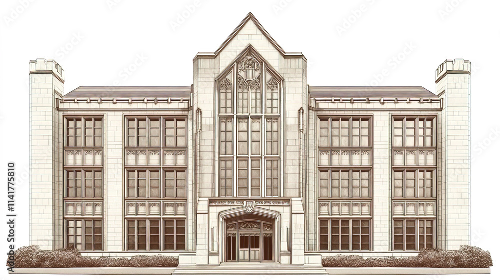 Grand university library building with iconic design and architecture