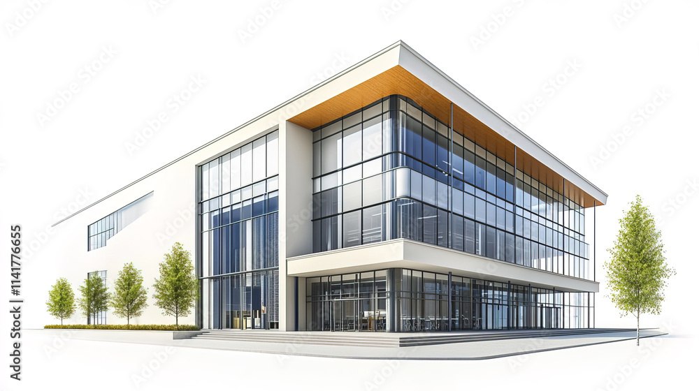 Modern university auditorium building with spacious design and large windows Modern university auditorium building with spacious design and large windows