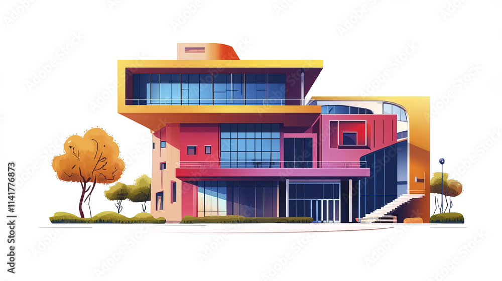 Creative and colorful university art studio building with modern design Creative and colorful university art studio building with modern design