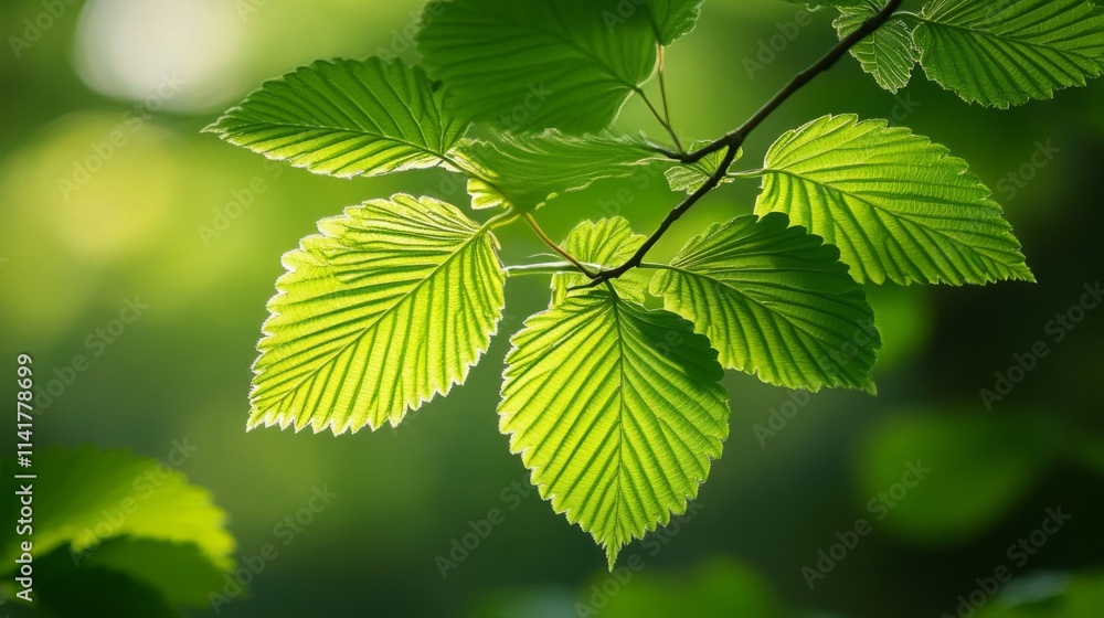 Sunlit Green Leaves Branching Outwards Sunlit Green Leaves Branching Outwards