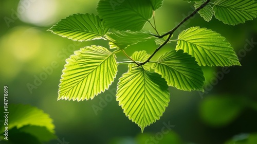 Sunlit Green Leaves Branching Outwards