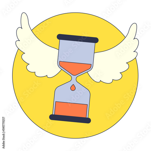 An hourglass with wings symbolizes fleeting time and urgency.
