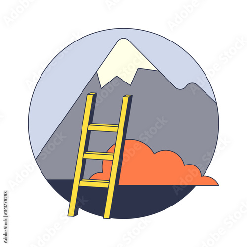 A ladder leaning against a mountain symbolizes ambition and overcoming challenges.