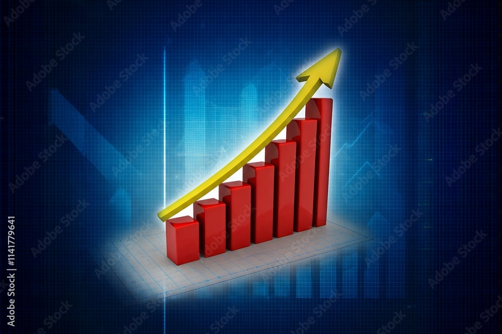 3D Bar Graph Illustrates Positive Growth Trend