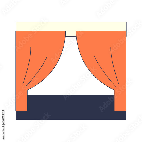 Orange curtains parting to reveal a window, symbolizing openness and new beginnings.