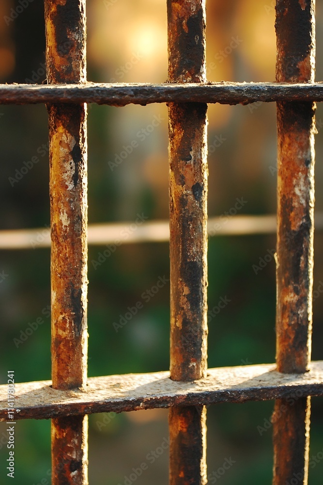 Rusty Metal Grid Barrier with Deteriorating Texture Rusty Metal Grid Barrier with Deteriorating Texture