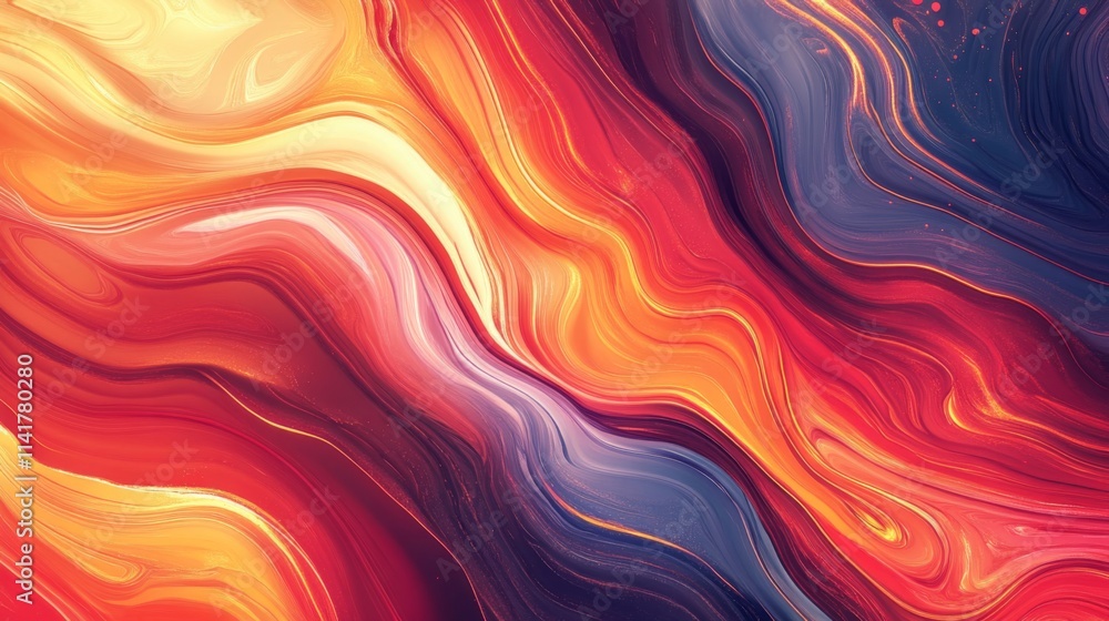 Abstract Swirling Red Orange and Blue Hues Abstract Swirling Red Orange and Blue Hues