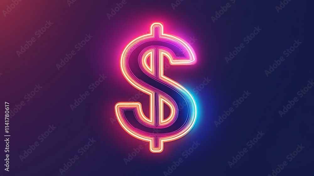 Glowing neon dollar sign on dark background. Glowing neon dollar sign on dark background.