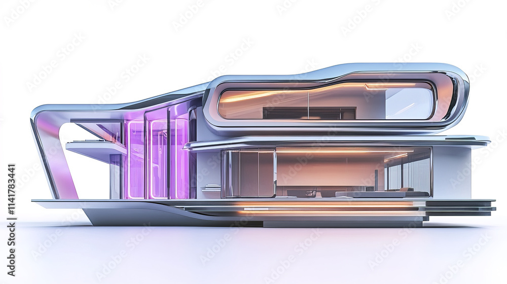 Futuristic modern house with cutting edge design and metallic features Futuristic modern house with cutting edge design and metallic features