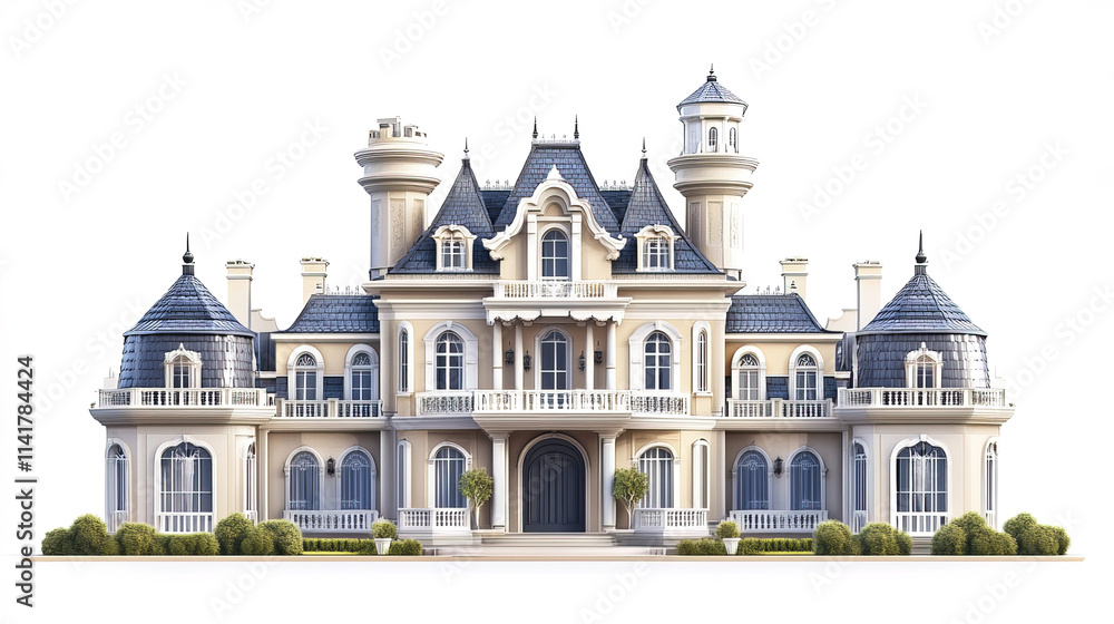 Fototapeta premium Luxurious castle like house with grand design and elegant features