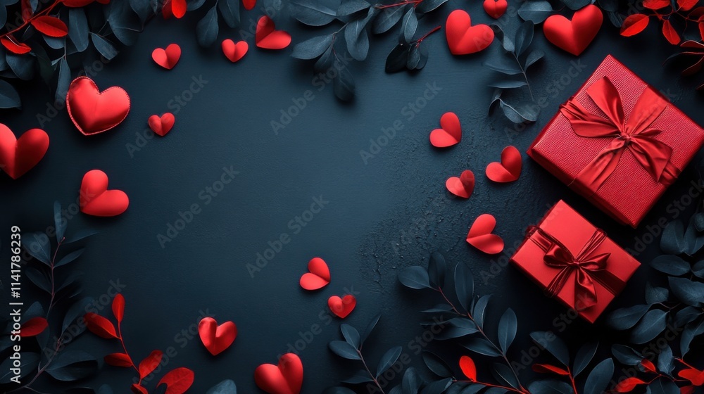 a red gift box surrounded by red hearts a red gift box surrounded by red hearts