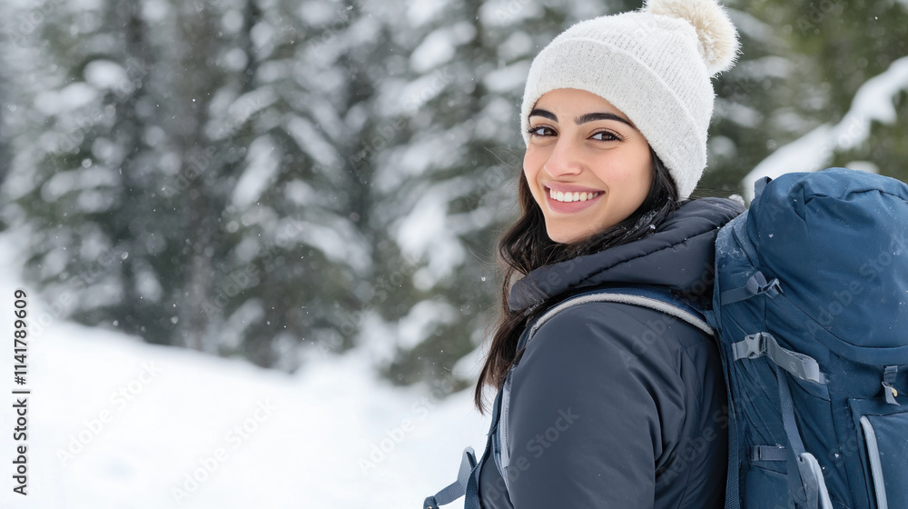 Arab woman snowshoeing together in winter at Banff National Park Canada Arab woman snowshoeing together in winter at Banff National Park Canada