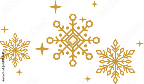 Gold Snowflakes with Sparkle