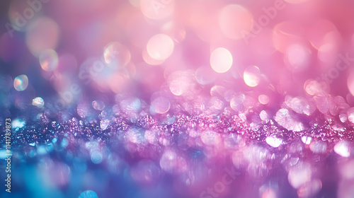 Abstract pink and blue glitter bokeh background.