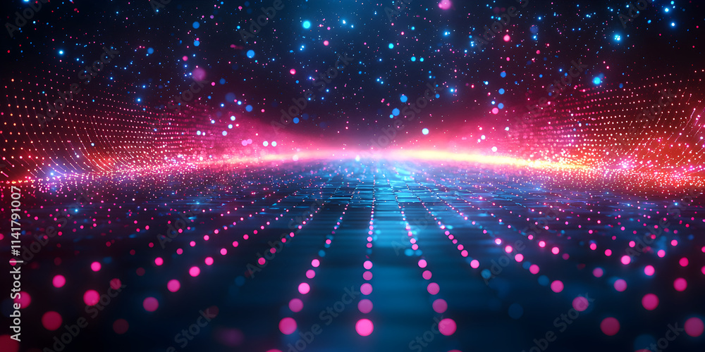 An abstract glowing neural network with interconnected nodes and lines ...