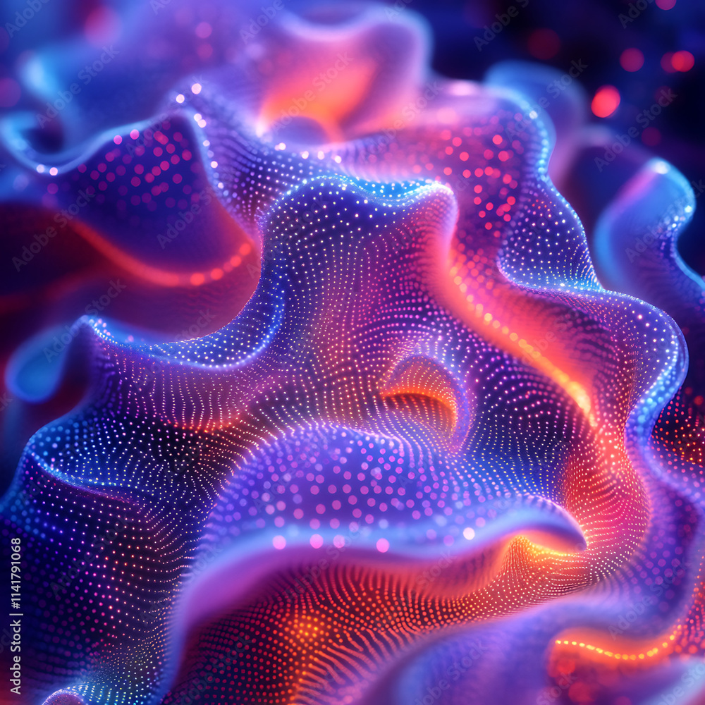 Obraz premium Captivating Neon Dots with Flowing Motion and Sparkles