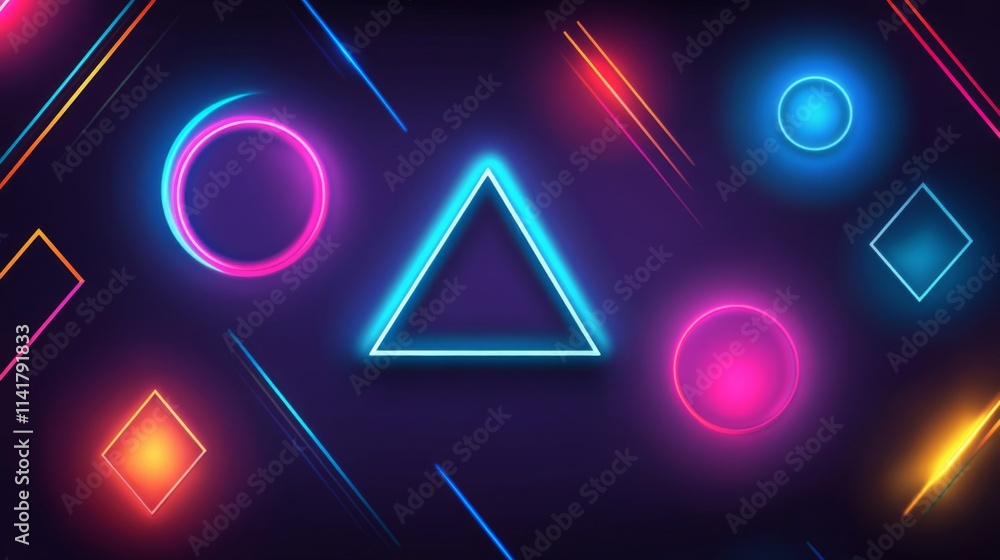 Abstract Neon Geometric Shapes Background Design Abstract Neon Geometric Shapes Background Design