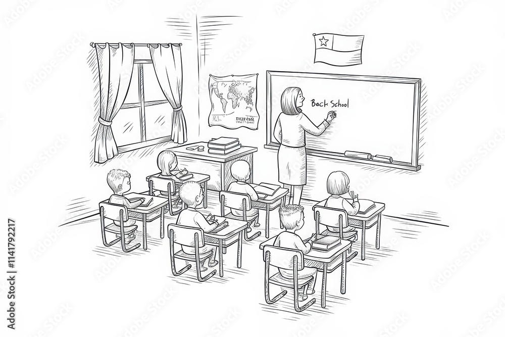 Teacher instructs students in a Chilean classroom Teacher instructs students in a Chilean classroom