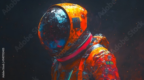 a surreal image A space suit made of neon colors photo