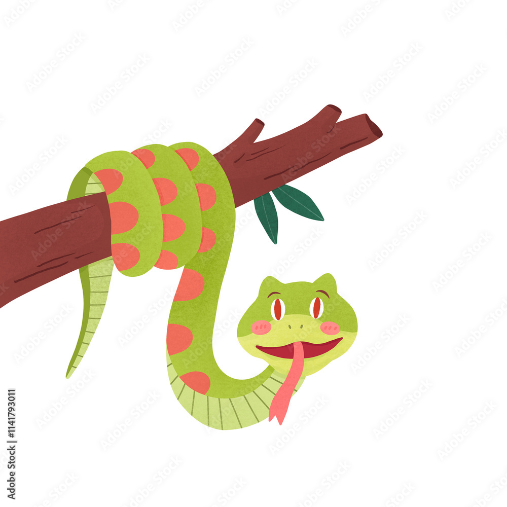 Naklejka premium snake on the branch tree