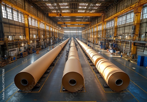 Wallpaper Mural Large paper rolls inside a spacious industrial factory building Torontodigital.ca