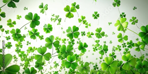 Drone Shot Green Clover Falling - Isolated White Background