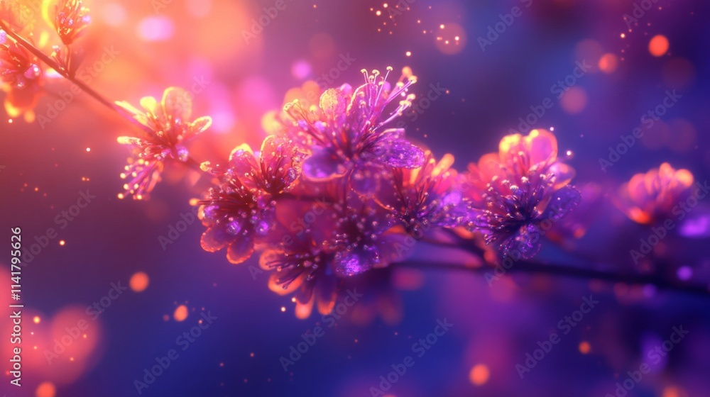 Vibrant Pink Flowers Blossom In Magical Light Vibrant Pink Flowers Blossom In Magical Light