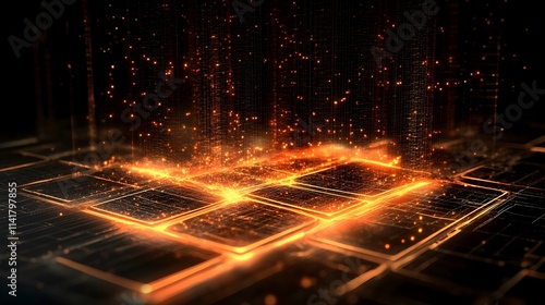 A black background with a bright orange square in the middle