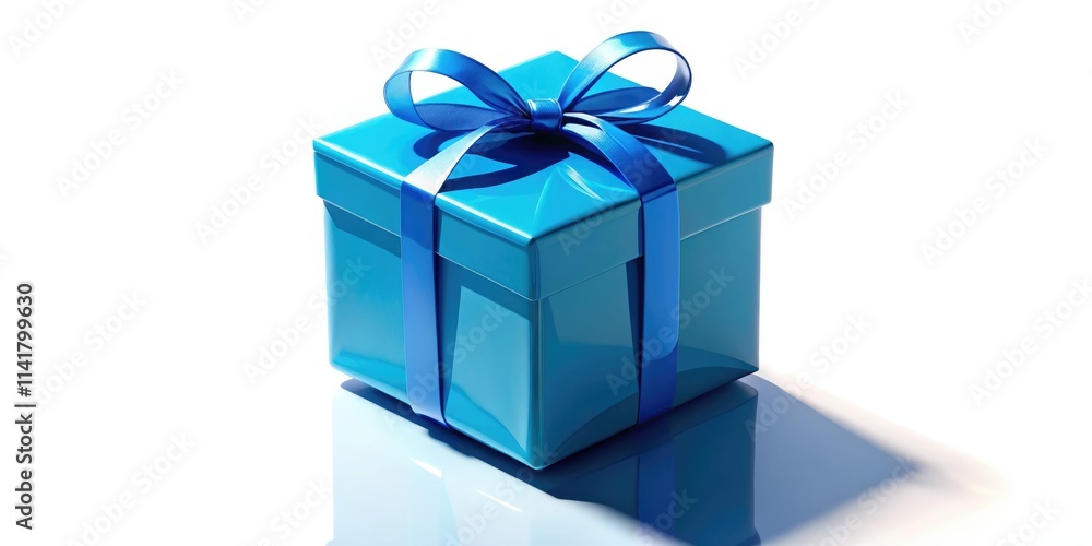 Obraz premium Isometric Blue Gift Box Silhouette - Web Design