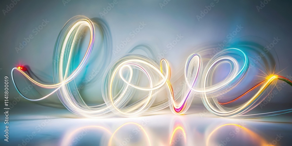 Long Exposure Doodle Love Lettering, White Background AI Art Long Exposure Doodle Love Lettering, White Background AI Art