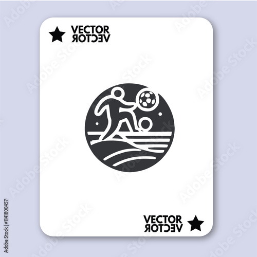 People play beach soccer. Active sports sea sandy coast. Guys pass ball each other on tropical beach. Open training for professionals and fun team game vacationers. Vector flat illustration isolated