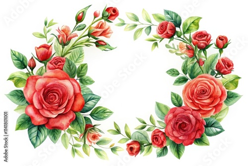 Wallpaper Mural Low Light Watercolor Roses Wreath Illustration Torontodigital.ca